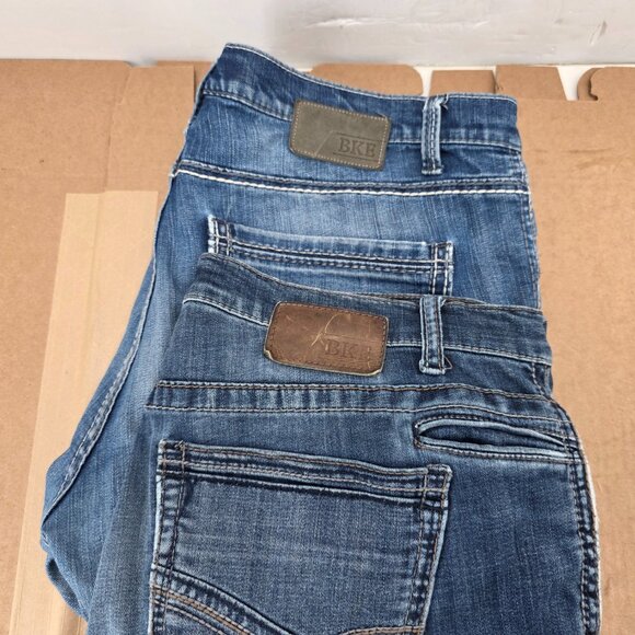 BKE Derek Jeans Mens 36S Bootcut /Straight  MedWash Grunge Blue Denim 2 of - Picture 2 of 8